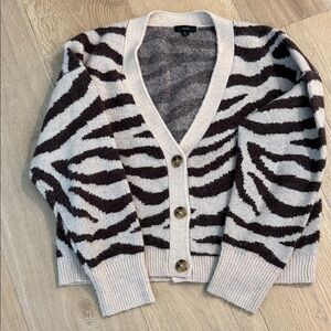 J. Crew Black and Cream Zebra Cardigan
